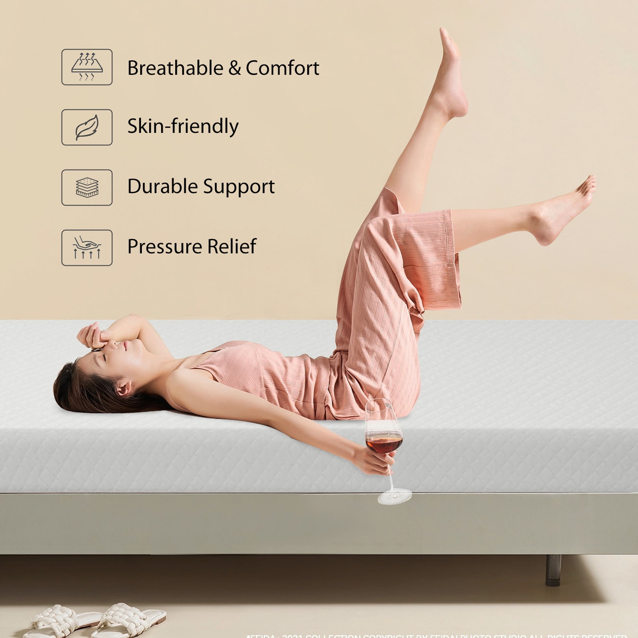 XF XINFENG 8 Inch Twin Single Mattress Memory Medium Firm Foam CertiPUR-US Certified Sleep & Pressure Relief Mattress-in-a-Box, White