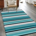 thumbnail image 4 of 4x6 Washable Area Rug, Teal Beige Non-Slip Rectangle Rug for Living Room Office, Stripe Abstract Geometric Modern Art Indoor Accent Floor Mat for Home Decor, 4 of 9