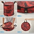 thumbnail image 4 of 50L Large Capacity Foldable Laundry Basket, Elastic Storage Basket for Home Organization Crimson Rose Cluster, 4 of 7