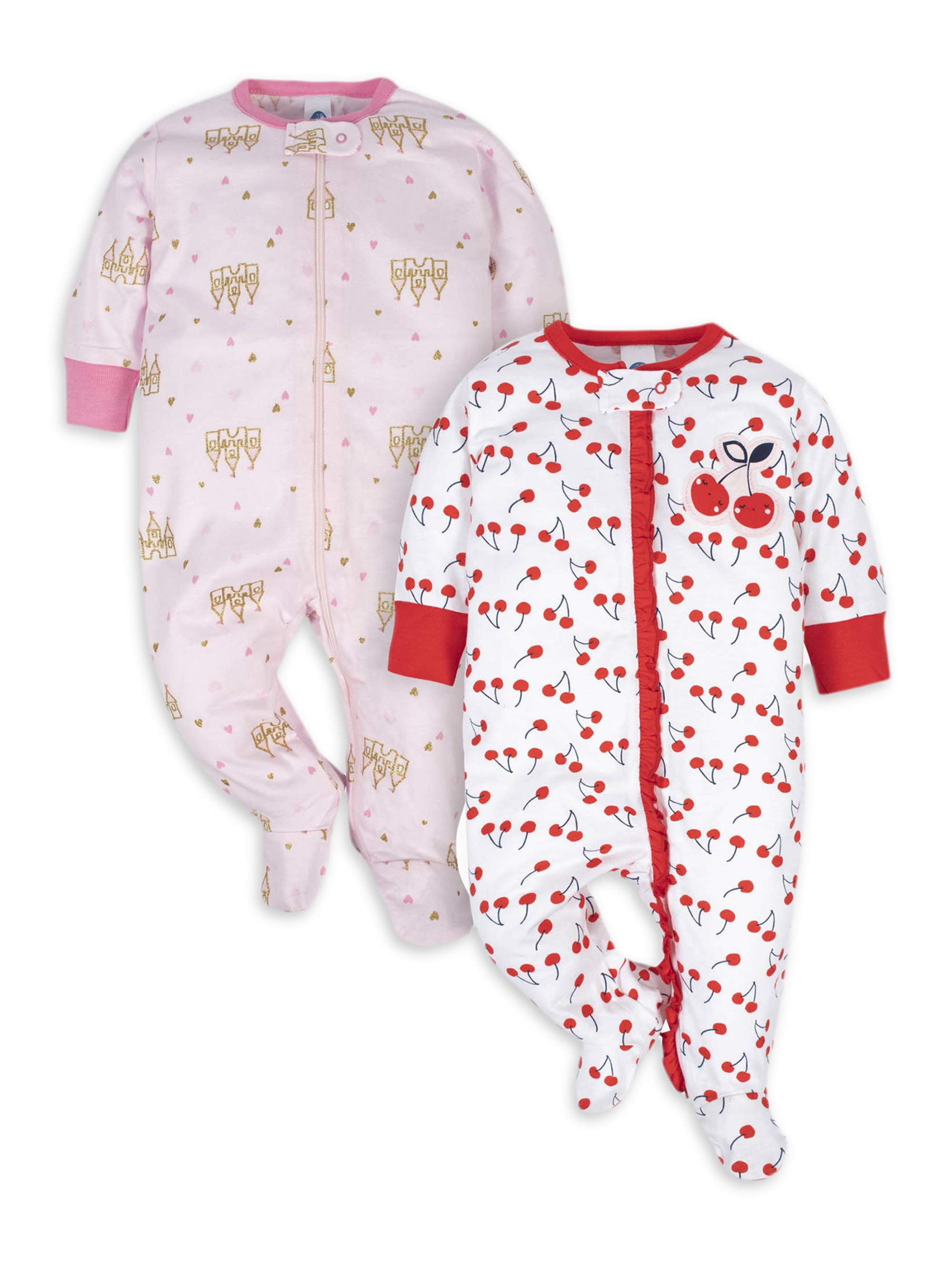 Gerber Newborn and Baby Girls Sleep 'N Play Footie Pajamas, 2Pack
