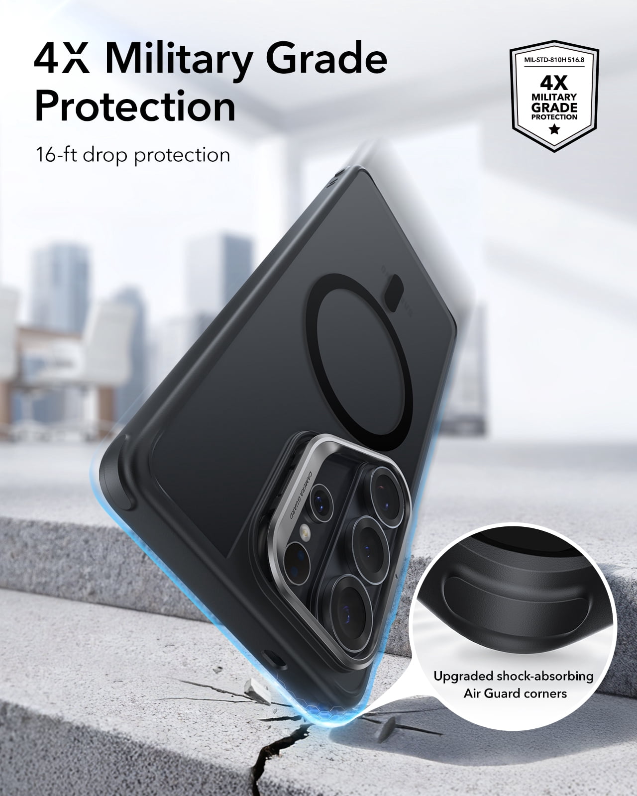 ESR Magnetic Case with Stash Stand Compatible with Samsung Galaxy S26 Ultra, Military-Grade Protection & MagSafe Compatible, Scratch-Resistant, Frosted Black