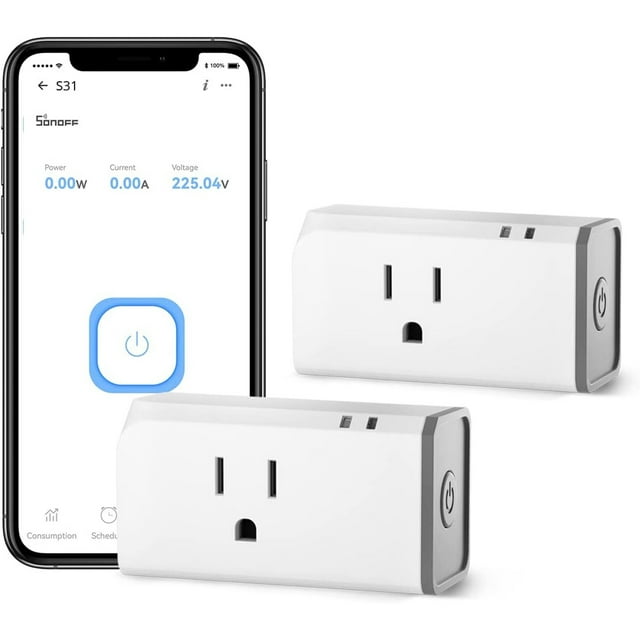 SONOFF Smart Plug with Energy Monitoring,APP&Voice Control Works with Alexa Google Home ,WiFi Mini Smart Outlet for Home and Commercial Use S31 4 Packs