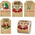 thumbnail image 1 of 200Pcs Christmas Gift Tags Sticker, Self-Addhesive Christmas Labels for Gifts Sticker, Kraft Paper Christmas Labels with 4 Christmas Patterns, Christmas Tag Sticker for Gift Bags, Cards, Envelope, 1 of 5