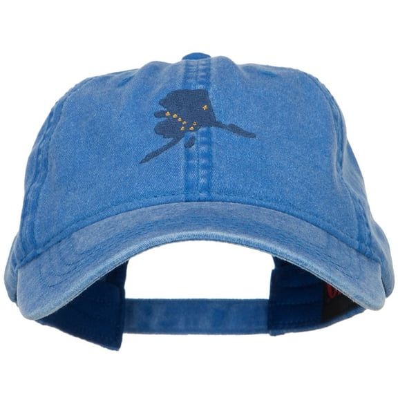 Alaska State Flag Map Embroidered Washed Cap - Royal OSFM