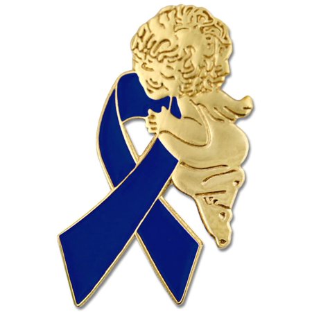 PinMart's Blue Awareness Ribbon Religious Spiritual Angel Enamel Lapel Pin