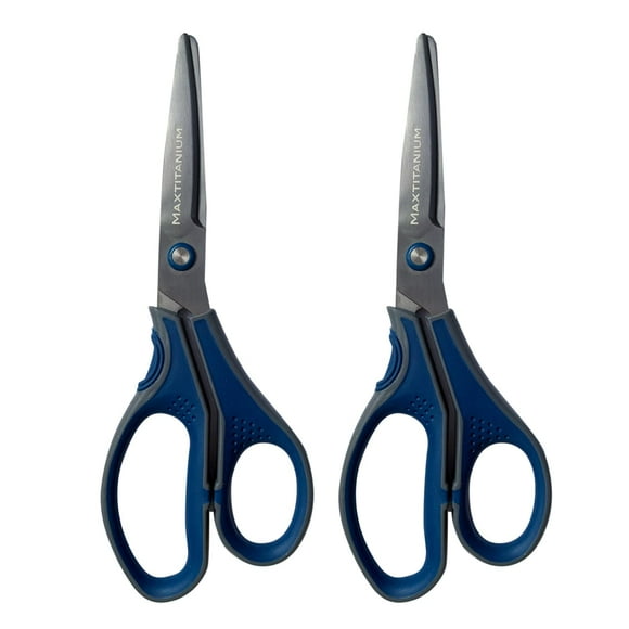 Woots MaxTitanium Ciseaux Antiadhésifs 8 Pouces avec Technologie Double Courbée HD pour Expédition Bureau École Jardinage Lot de 2