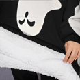 thumbnail image 3 of Oversized Wearable Blanket Hoodie,Black Halloween Ghost Silhouettes Sherpa Blanket Hoodie with Super Pockets,Super Warm Fuzzy Pullover for Women & Men, 3 of 6