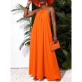 thumbnail image 6 of Orange Solid Color Halter Backless Maxi Dress For Beach Casual Vacation Style, 6 of 7