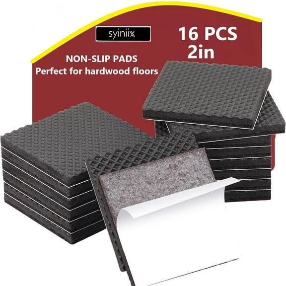 16pcs Non-Slip Furniture Pads, 2 Inch Quality Furniture Clamps, Self-Adhesive Rubber Feet Furniture Feet, Ideal Non-Slip Furniture Pads, Floor Protectors, Keeps Furniture In Place (Square)