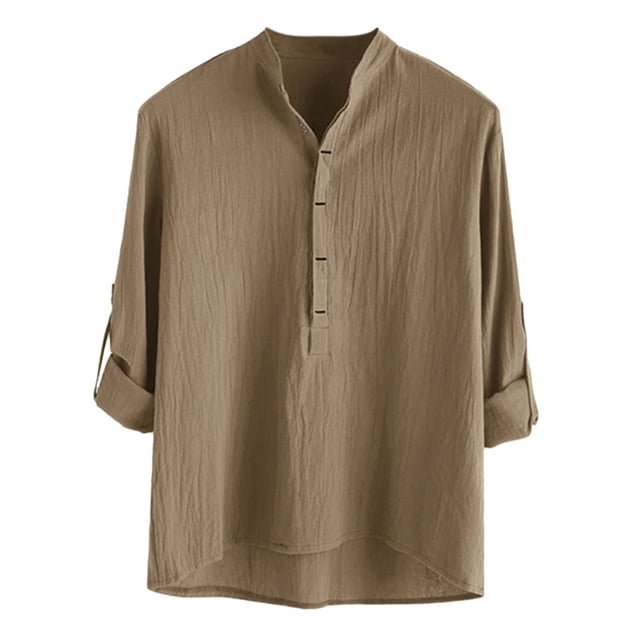 Mens Shirts Casual Button Down Summer Solid Color Cotton Large Size Cuban Collar Short Sleeve Pocket Cardigan Bu1 Going Out Fall Tops size M