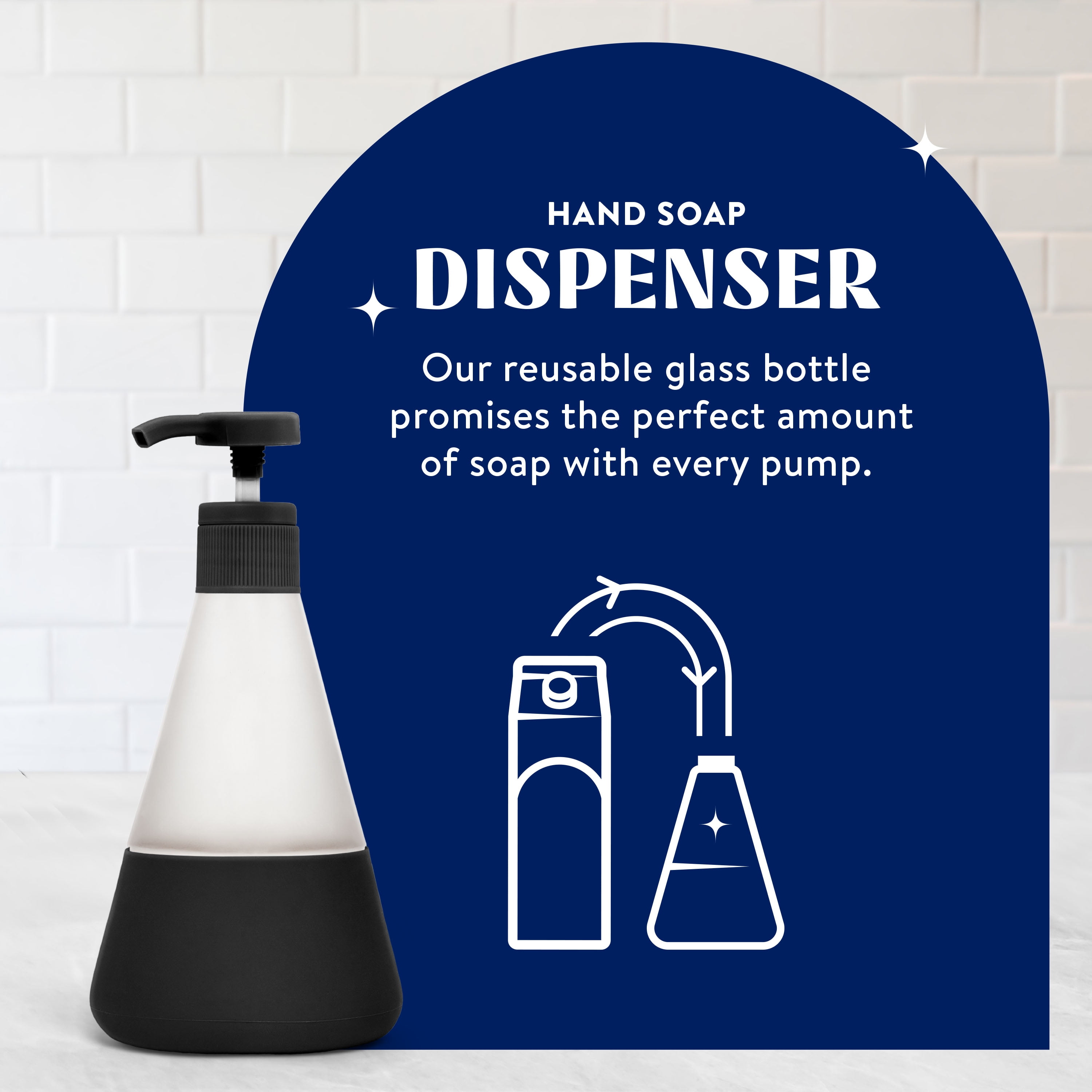 Cleancult Liquid Hand Soap Glass Dispenser, Shatter Resistant, Matte Black, 2 Pack, 12 oz
