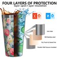 thumbnail image 3 of 16oz Tumblers Pioneer Flower Floral Print Pattern Stainless Steel Vacuum Insulated Double Wall Travel Tumbler Cups Mug with Lid and Straw,Cleaning Brush for Coffee,Tea, 3 of 4