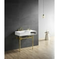 thumbnail image 3 of Kingston Brass Aurelius 36-inch Matte White Console Sink with Brushed Brass Legs and 8-inch 3-Hole, 3 of 9