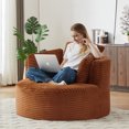 thumbnail image 6 of FFH Round Accent Chair, 48.8" Oversized Living Room Chair, Corduroy Chaise Lounge Chair Indoor, Barrel Chairs for Adults, Orange, 6 of 7