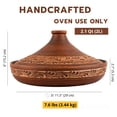 thumbnail image 2 of STPgoods Handmade Red Clay Tajine Pot for Cooking with Lid Tagine Engobe Décor 2.1 Qt (2 L) Tajine Stoneware Cooking Pot, 2 of 8