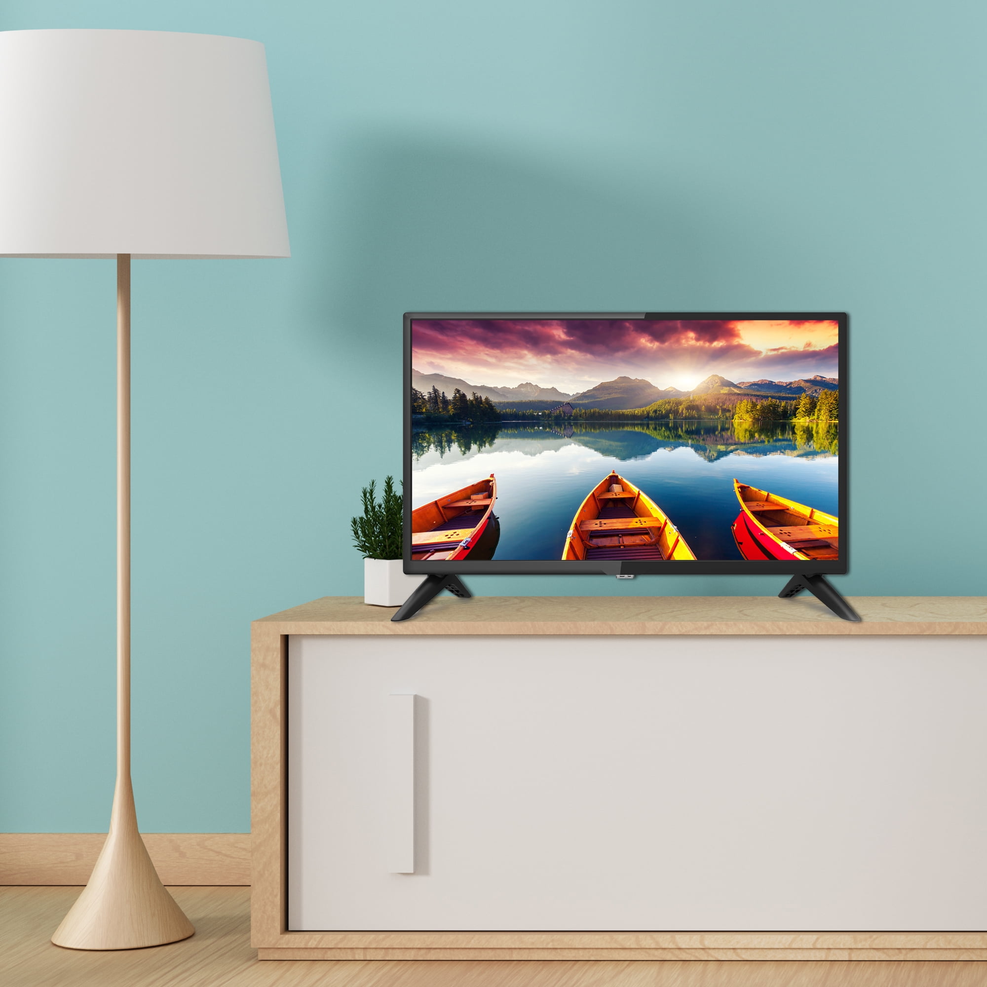 Impecca Monitor de TV LED HD de 24 pulgadas TL2400H Energy Star Slim Design  720p, altavoces integrados con múltiples entradas HDMI, puertos USB y