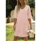 thumbnail image 5 of Vestido de gasa, vestido corto de verano, vestido de lunares en V, vestido de manga corta, rendimiento impulsado, 5 of 7