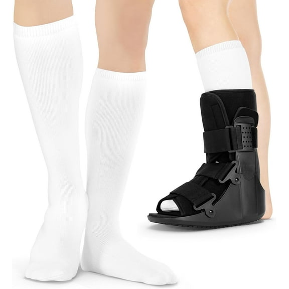 BraceAbility Tall Walking Boot Sock Liners - 1 Pair Medical Replacement Tube Socks for Orthopedic Boots, CAM Walkers, Surgical Cast Shoes (White, Unisex)