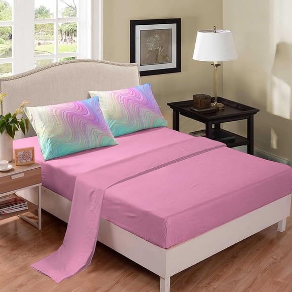 Twin Size Comforter Set for Girls, 5 Pcs Bed in A Bag Girls Pink Bedding Comforter Sheet Set for Kids