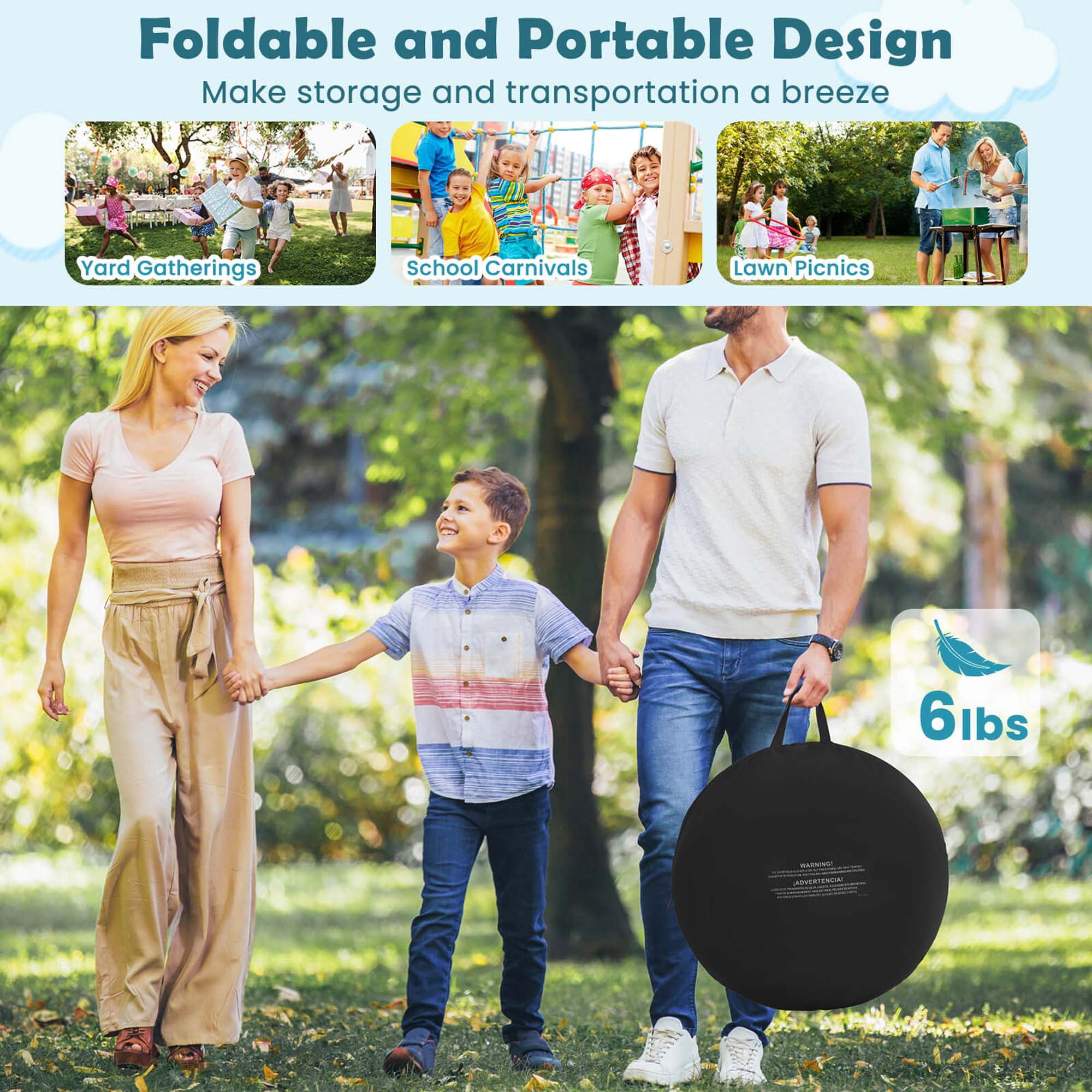 Costway Large Dart Board for Kids with 4 Kick Balls, Carrying Bag Giant Outdoor Kick Black