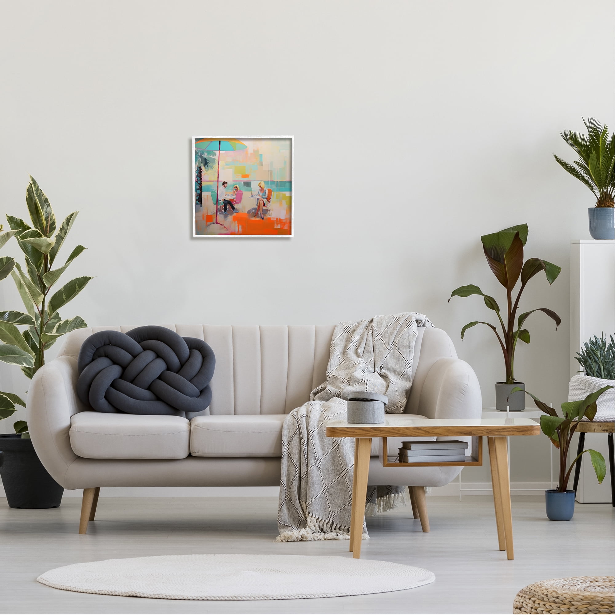 Stupell Industries Abstract Tropical Summer Abstract Painting White Framed Art Print Wall Art, 17 x 17