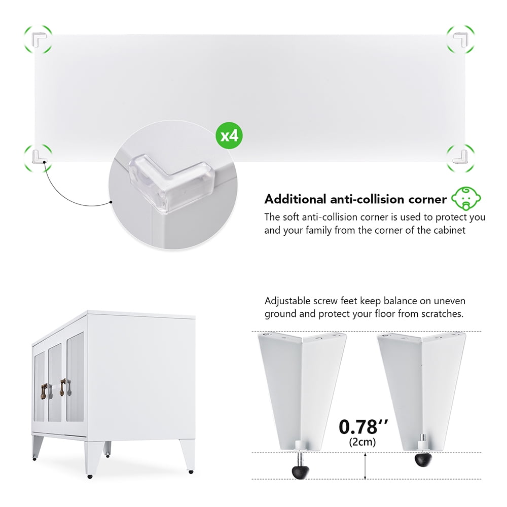 Private Jungle Modern TV Stand for TVs up to 55", Console Storage Cabinet Shelf with 3 Glass Door-White Private Jungle Modern TV Stand for TVs up to 55", Console Storage Cabinet Shelf with 3 Glass Door-White