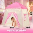 thumbnail image 6 of Joyfy Pink Play Tent for Girls Large Playhouse with Star Light Kids Castle Tent for Indoor and Outdoor Games, 6 of 7
