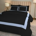 thumbnail image 4 of DNG Creations 5 Piece Full Black And Light Blue Border Line Pattern Duvet Cover - 100% Egyptian Cotton, 800 Thread Count ( Twin/Twin XL ), 4 of 5