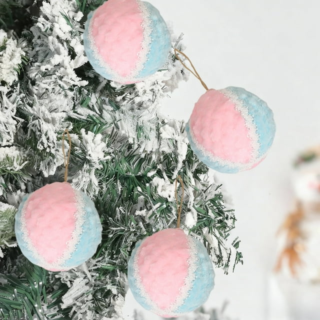 Flocked Christmas Ball Ornament Set 6Pcs Multicolor Plastic Christmas Tree Decorations Lightweight Hanging Balls for Holiday Trees | Home Party Office School Decor