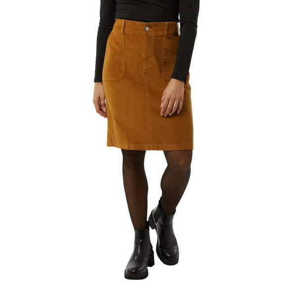 32 Degrees Women's Plus Front Zip Cotton Corduroy Mini Skirt (Yellow, XXL)