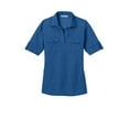 thumbnail image 5 of Port Authority Ladies Oxford Pique Double Pocket Polo-M (Marina Blue/ True Navy), 5 of 6