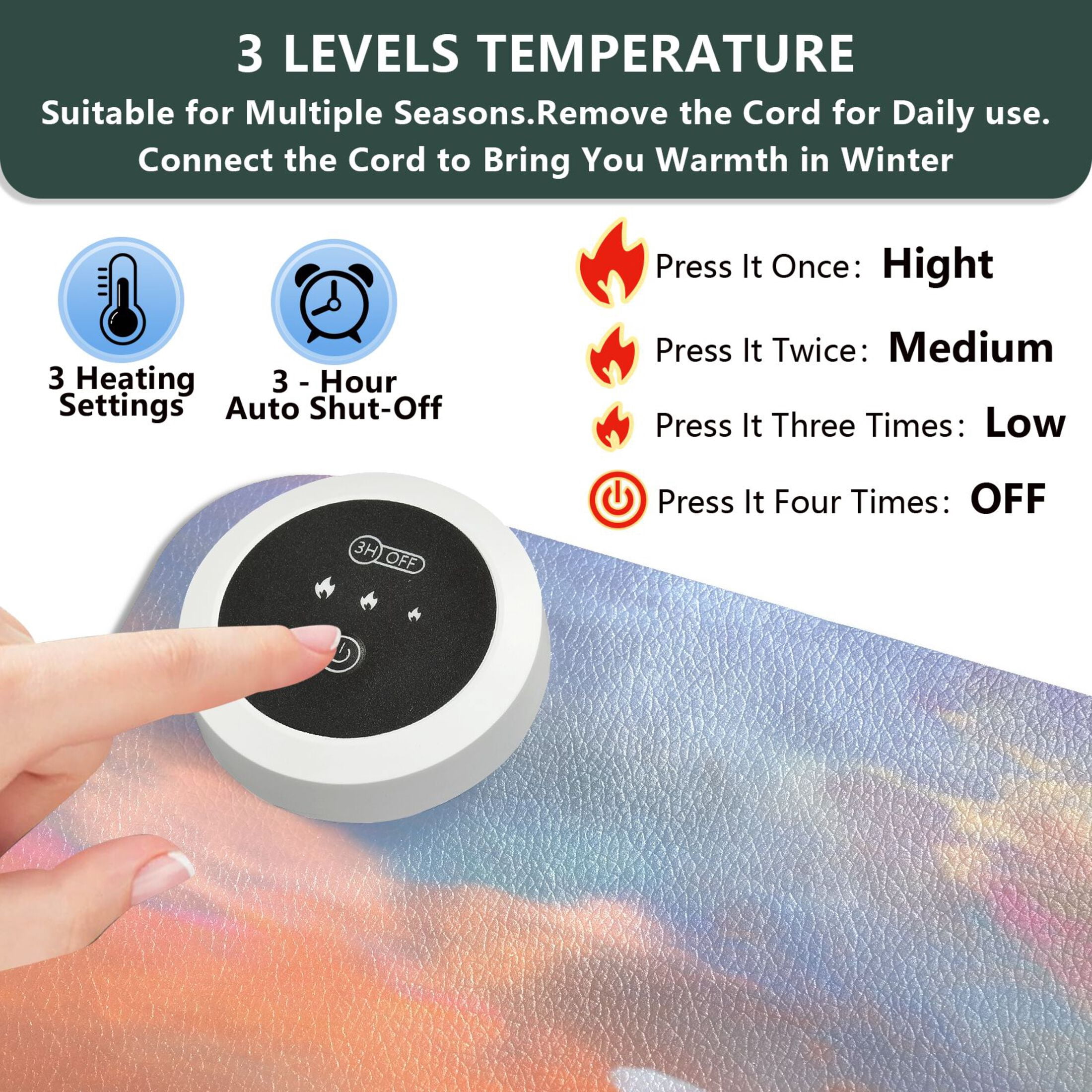 Large Heated Desk Mat Mouse Pad 31.5"x13"PU Leather Graphene Heating Desk Warmer with 3 Temperature Settings 110V US Plug Non-Slip Warm Pad for Home, Office, and Gaming Vivid Flowers in A Vase