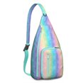 thumbnail image 1 of Boho Rainbow Fanny Pack - Abstract Geometric & Ocean Scenery Pattern, Adjustable Strap Waist Bag for Artistic Lifestyle, 1 of 4