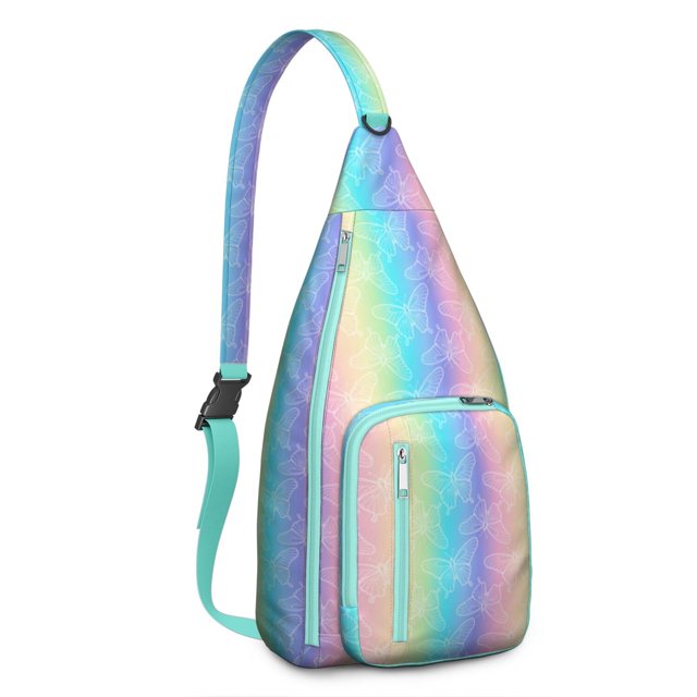 Boho Rainbow Fanny Pack - Abstract Geometric & Ocean Scenery Pattern, Adjustable Strap Waist Bag for Artistic Lifestyle