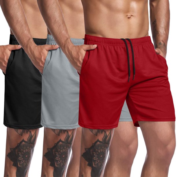 COOFANDY Men's 3 Pack Gym Workout Shorts Mesh Weightlifting Squatting Pants Training