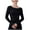Black, variant on Women's Soft Long Sleeve Shirts Cute Crew Neck Tops Basic Tees Stretchy Going Out Crop Tops Y2K Slim Fit T-Shirts