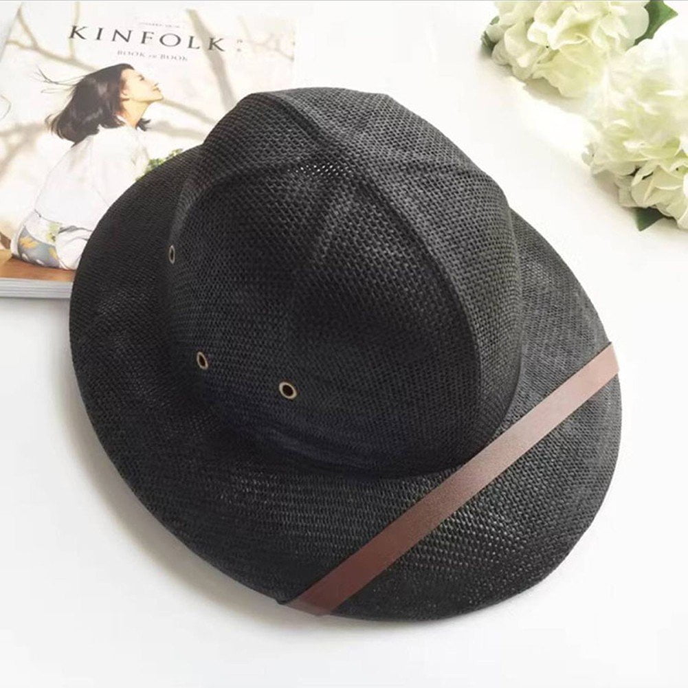 Jiibva Straw Helmet Pith Sun Hat For Men Women Pith Hat Summer Hat Vietnam Hat Jungle Cap