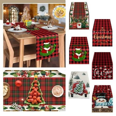 

Hanety Grinch Christmas Tree Decorations Christmas Table Runners Merry Christmas Table Runners Table Runner Xmas Winter Holiday Kitchen Dining Home Table Decorations