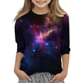 thumbnail image 1 of T-shirt pour Garçons à Manches 3/4, Col Rond, Imprimé Spatial, Coupe Régulière, 1 of 8