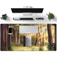 thumbnail image 2 of Green Forest Desk Mat Brown Nature Extended Mouse Pad XL Large Gaming Mousepad Japanese Anime Aesthetics Desk Pad Big Deskmat Computer Keyboard Mouse Mat 31.5''''x15.7'''' with Stitched Edges, 2 of 6