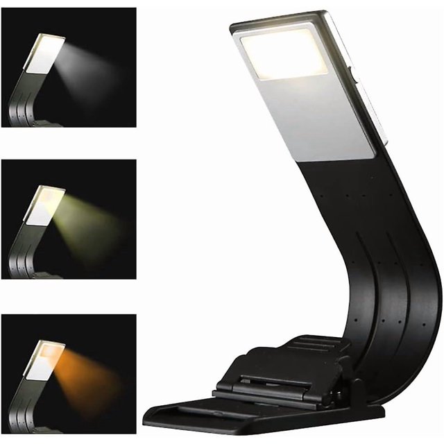 LED Reading Light, 3 Colors Book Lamp Reading Light for Reading in Bed Flexible Desk Lamp Perfect for Reading LED Light for Reading (Black)