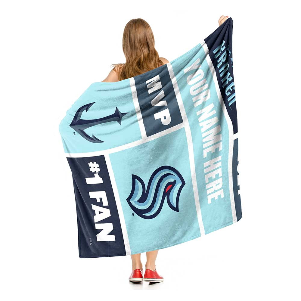 Seattle Kraken NHL Colorblock Personalized Silk Touch Throw Blanket, 50" X 60"