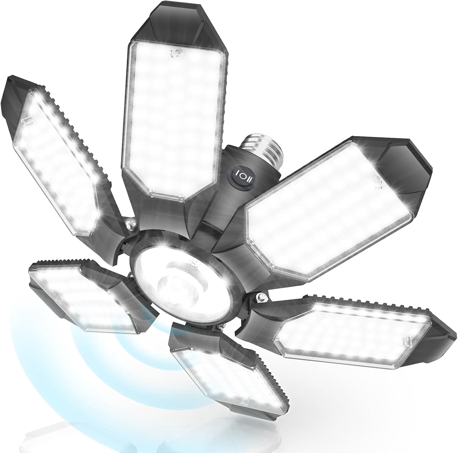 100W LED Garage Lights, 10000LM Ultra Bright Shop Light with 6+1 Adjustable Panels, 6500K Daylight E26/E27 Screw-in Deformable Ceiling Light Bulb for Workshop, Barn, Basement, Warehouse