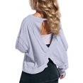 thumbnail image 5 of XQYLOS Girls Backless Tops, Loose Long Sleeve Hollow Out Round Neck T Shirt, Casual Sheer Summer Fashion Blouse, 5 of 5