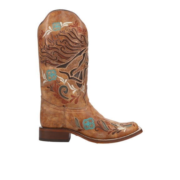 Corral Boots Womens Floral Inlay Embroidered Square Toe Cowboy . Mid Calf B