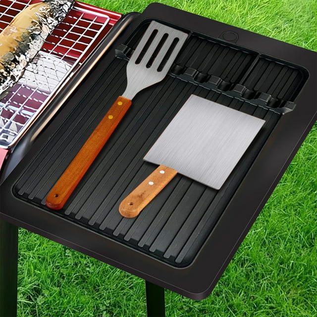 SPOORYYO Large Silica Gel Frying Pan Tool Mat, Non-Slip BBQ Grill Utensil Pad, Heat-Resistant Kitchen Countertop Drip Mat for Cooking Accessories