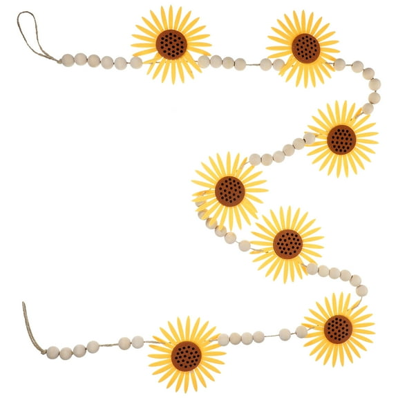 FRCOLOR Multi Color Sunflower Wood Bead Garland for Wall Decoration with Rope and Felt Cloth 12.5 Inches
