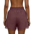 thumbnail image 6 of GUACER Casual Shorts for Women High Waisted Boho Drawstring Beach Shorts with Eyelet Cutout Hem & Big Pockets, 6 of 8