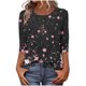 thumbnail image 1 of 3/4 Manga Casual Tops para las Mujeres Impreso Botón Camiseta Cómoda Y Suelta, Blusa de Cuello Redondo para Diario, 1 of 8