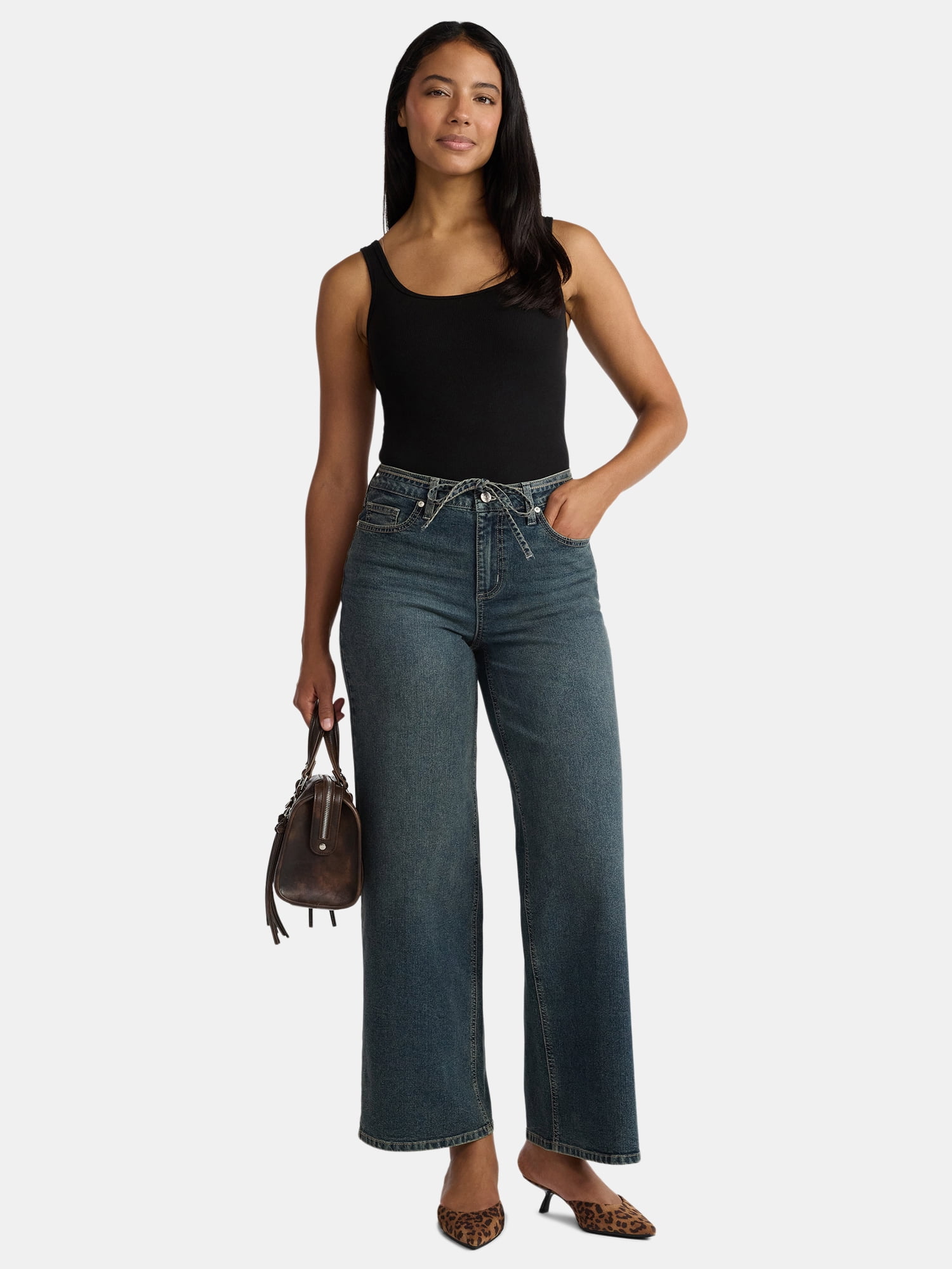 Madden NYC Women's Tie Belt Jeans, 32" Inseam, Sizes 00-18